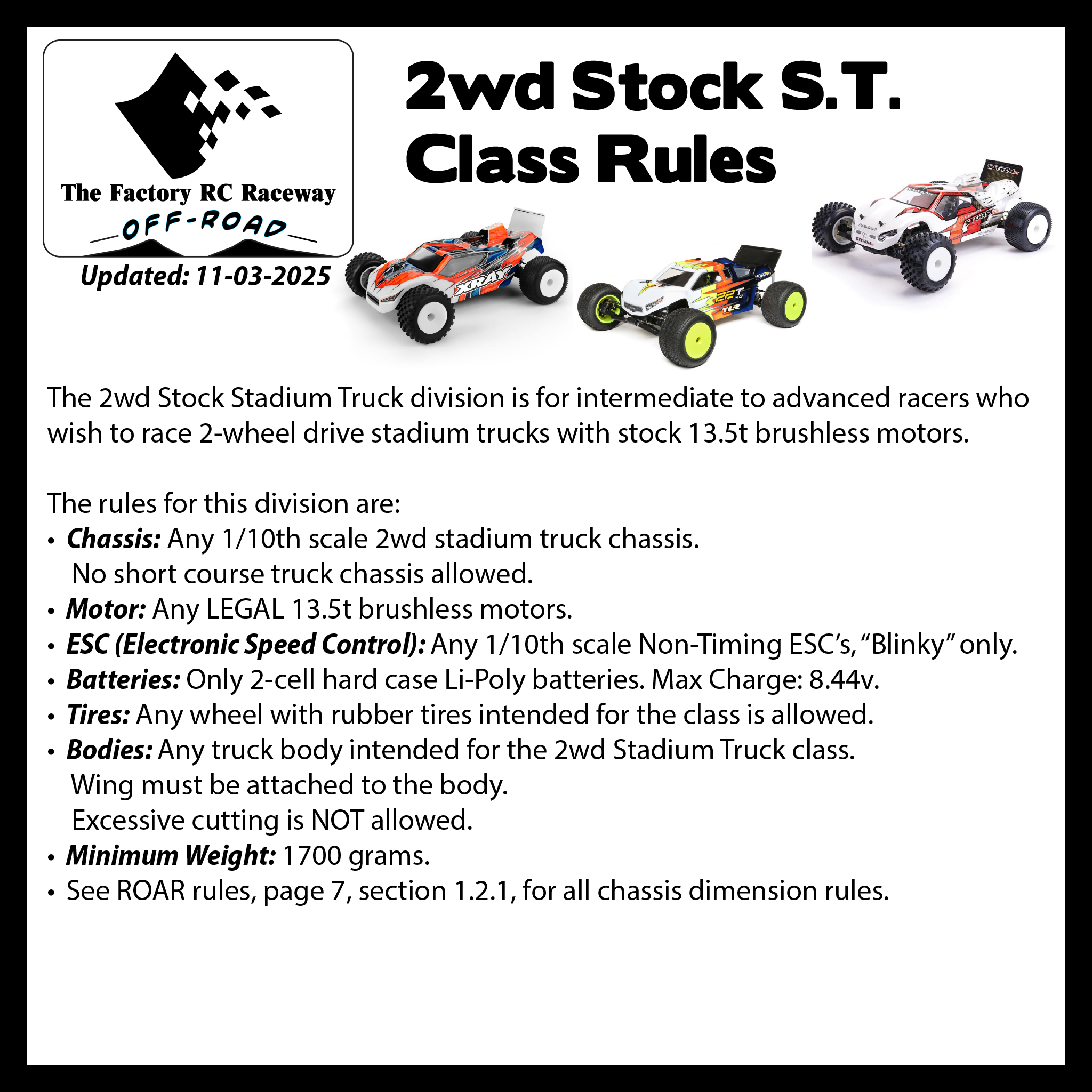 Off Road Racing Classifications Off-Road Rules | The Factory RC Raceway