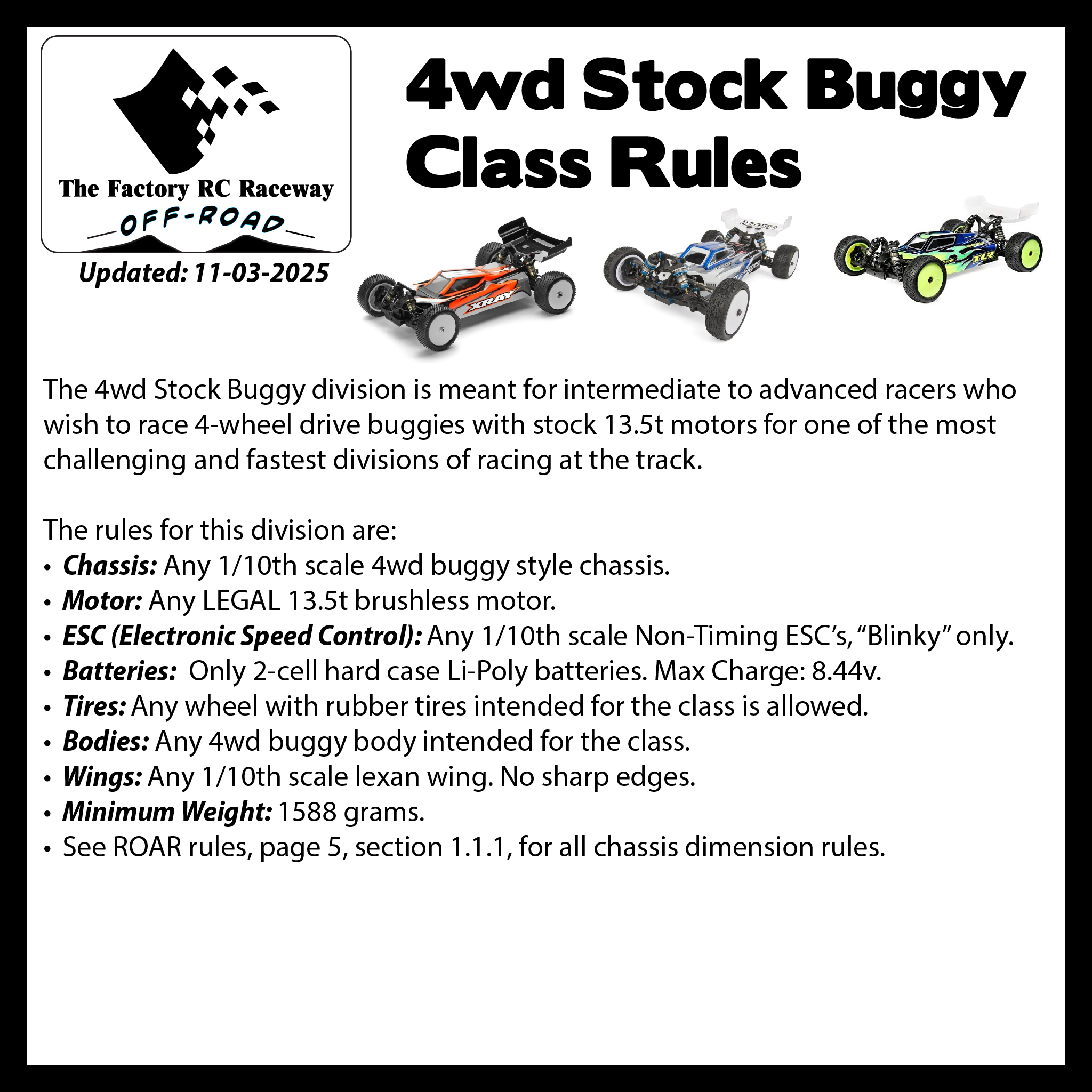 Off Road Racing Classifications Off-Road Rules | The Factory RC Raceway