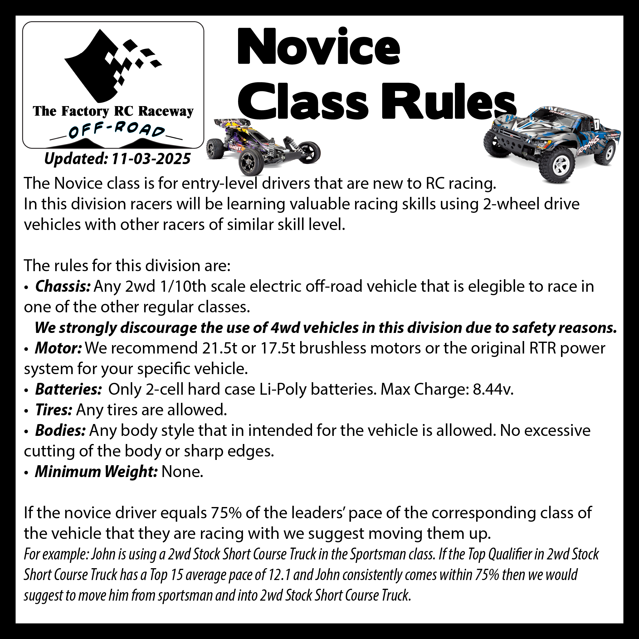 Off Road Racing Classifications Off-Road Rules | The Factory RC Raceway